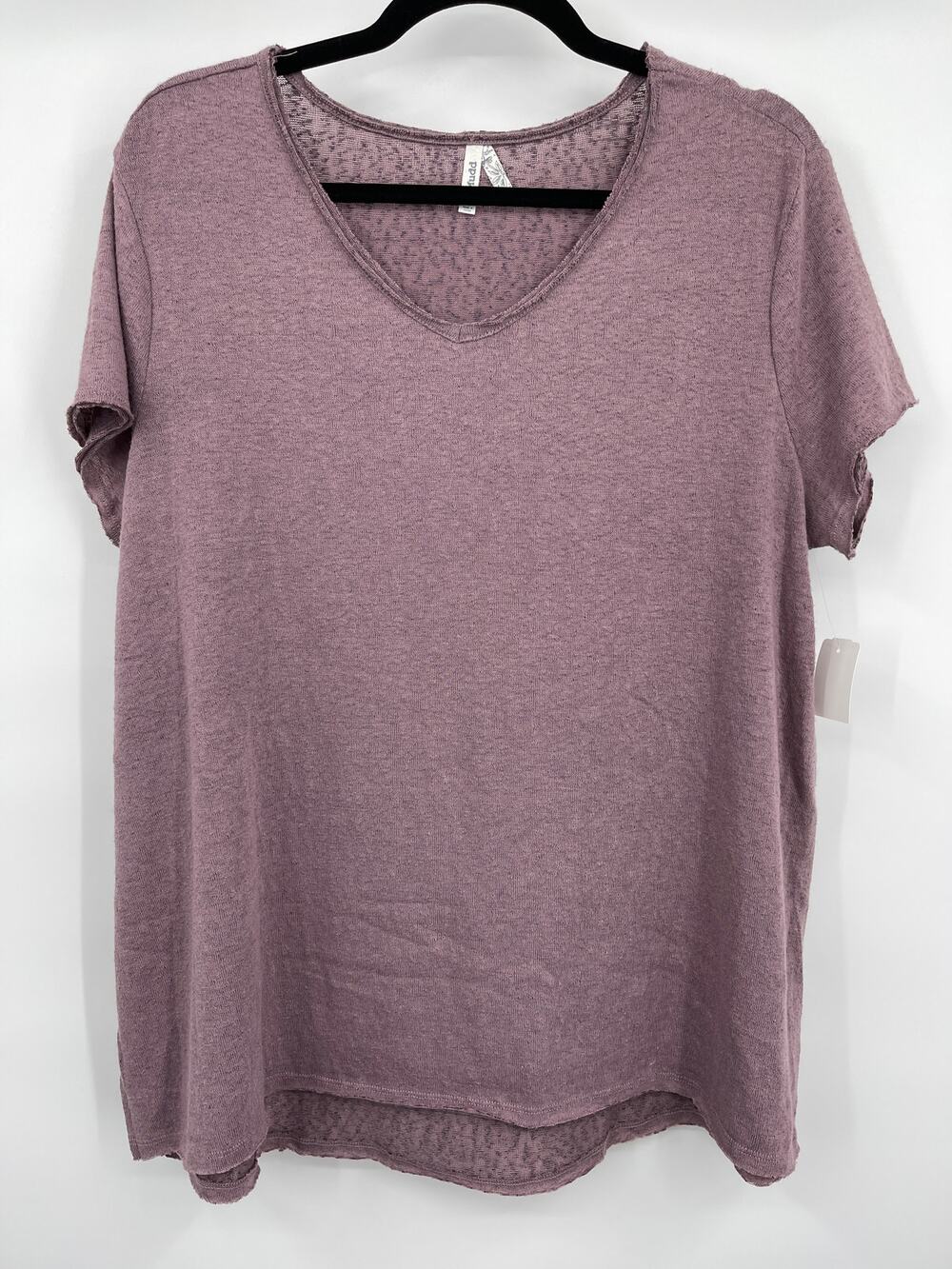 Mudd Purple V-Neck Casual Tee Shirt Short Sleeve Pullover Womens Size Large NEW